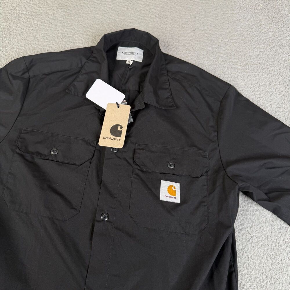 CARHARTT Craft Shirt Mens M Black Button Up Short Sleeve Work Shirt Streetwear